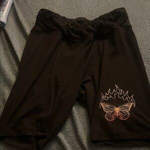 Rue21 Black Bike Shorts with Butterfly Design